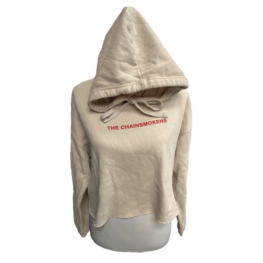 The Chainsmokers WWJ Tour 2019 Cropped Hoodie Cream Size Medium